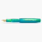 Kaweco Marble Ocean fountain pen in swirling shades of green and blue, featuring a gold-plated nib and the Kaweco Collection logo.