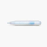 Short blue ballpoint pen with shimmering blue reflections, a hexagonal design, and silver Kaweco branding.