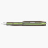 Open Kaweco LUNAR Sport Shadow Green fountain pen in green with a pearlescent finish.