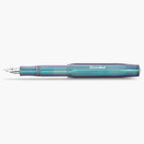 Kaweco Lunar Sport Shadow Blue fountain pen in shimmering purple and blue tones, featuring a silver nib and the Kaweco Sport logo.