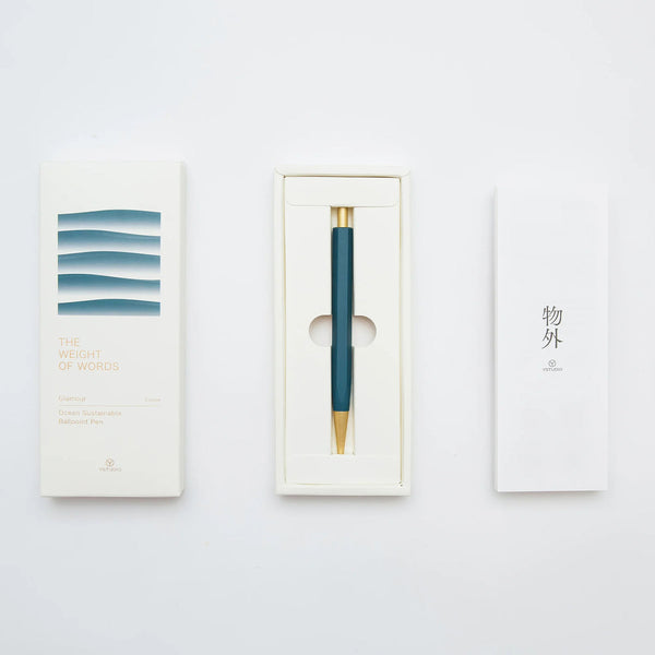 YSTUDIO Glamour Evolve Ocean Sustainable Ballpoint Pen – Sea Indigo, Ystudio, stationery design