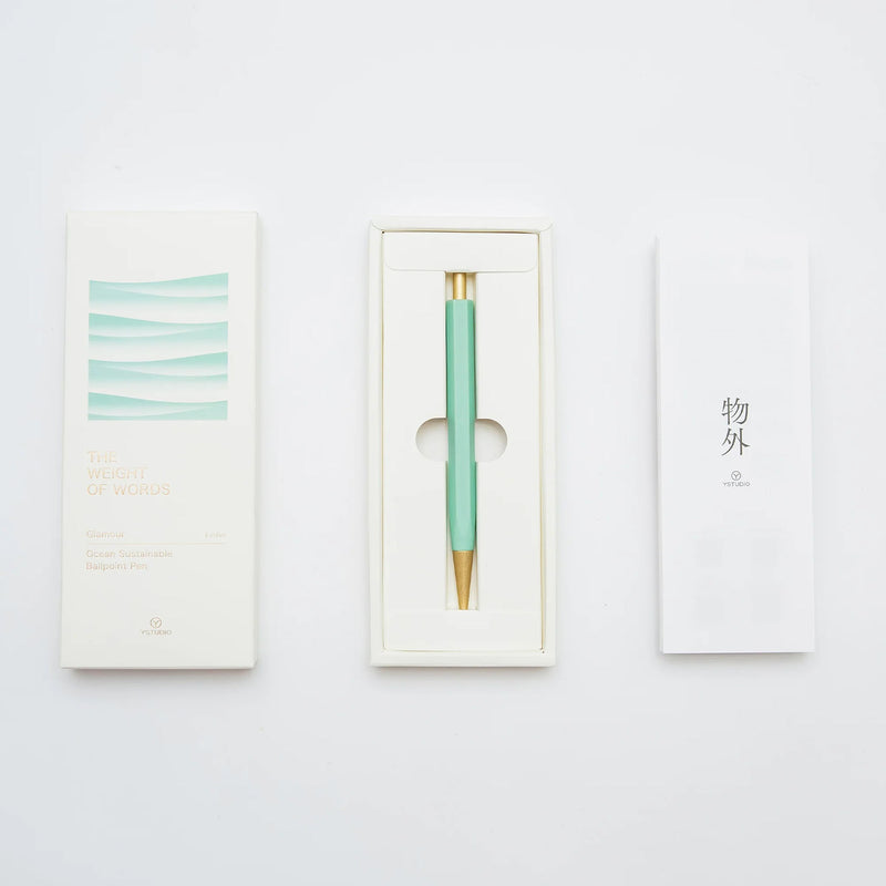 YSTUDIO Glamour Evolve Ocean Sustainable Ballpoint Pen – Teal Green, Ystudio, stationery design