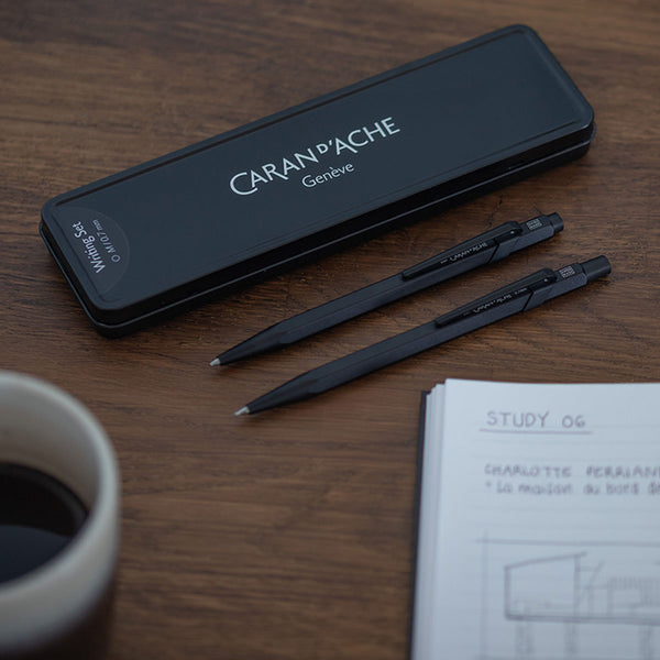 Caran dAche aluminium ballpoint pen and mechanical pencil set – Black Code, Caran d'Ache, stationery design