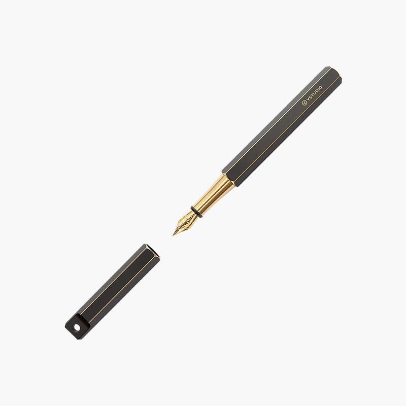 ystudio Portable Brass Fountain Pen - Black, ystudio, stationery design
