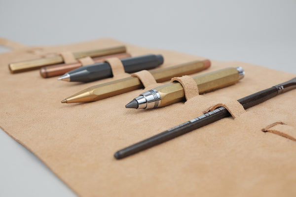 Leather Roll-Up Pencil Case – Brown, Piel, stationery design