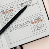 Notes written in a dotted Bullet Journal notebook.