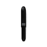 A black plastic pen in a bullet-like shape with white lettering.