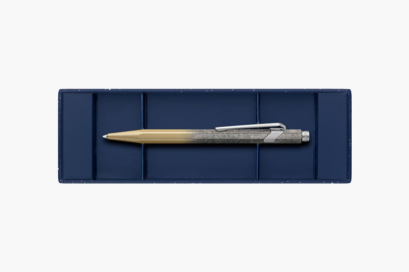 Caran d’Ache 849 Cosmic Blue Aluminium Ballpoint Pen - Gold, Caran d'Ache, stationery design