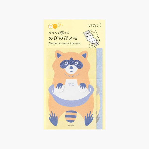 Midori Memo Stretchy – Raccoon, Midori, stationery design