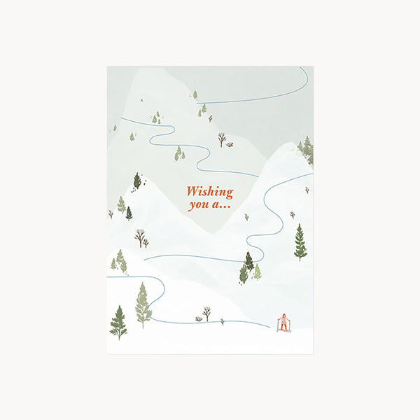 Pop-up Christmas Greeting Card – Alpine Ski Slope, UWP Luxe, stationery design