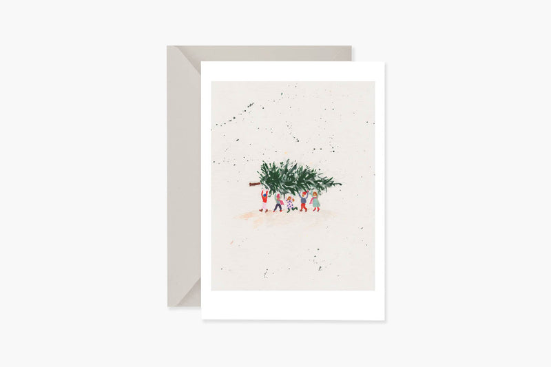 Christmas Greeting Card – Getting a Christmas Tree, Muska, stationery design