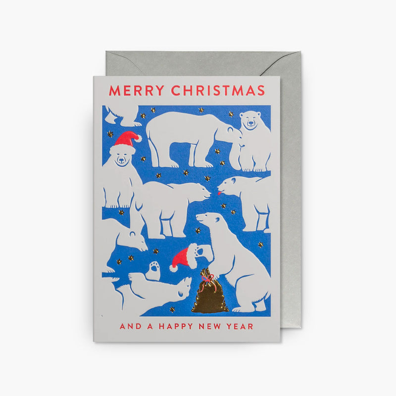 Christmas Greeting Card – Festive Polar Bears, Lagom, stationery design