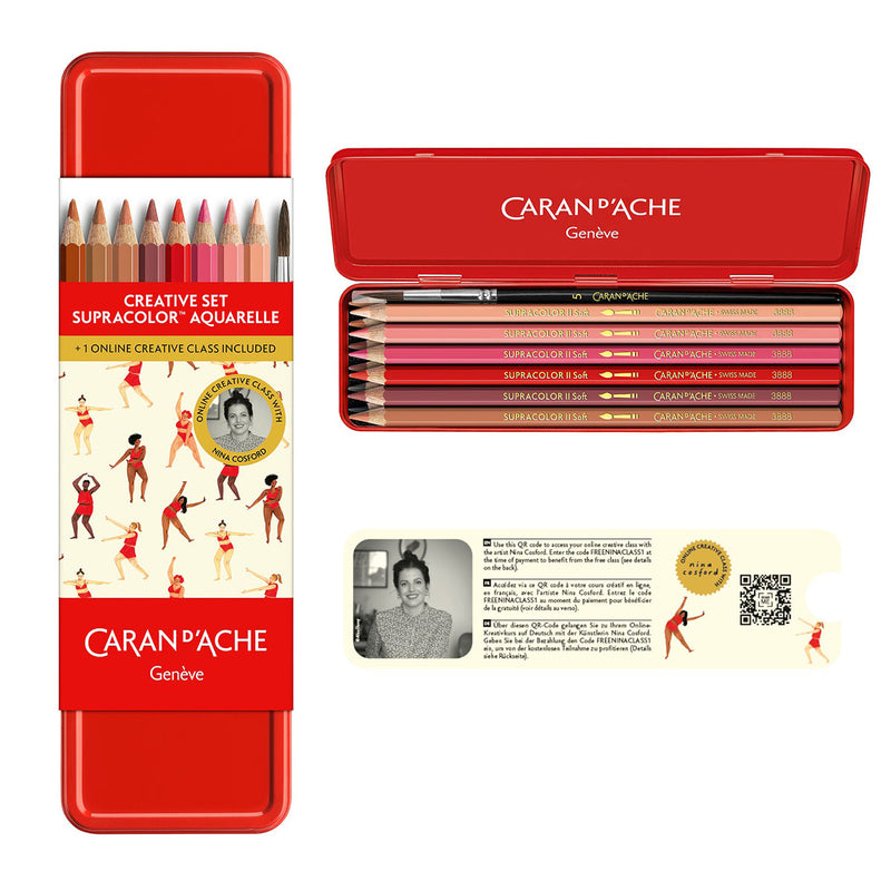 Caran d'Ache & Nina Cosford – set of colored pencils with brush