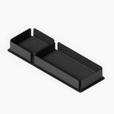 A black steel desk organizer set on a base. The interior is finished with black felt.