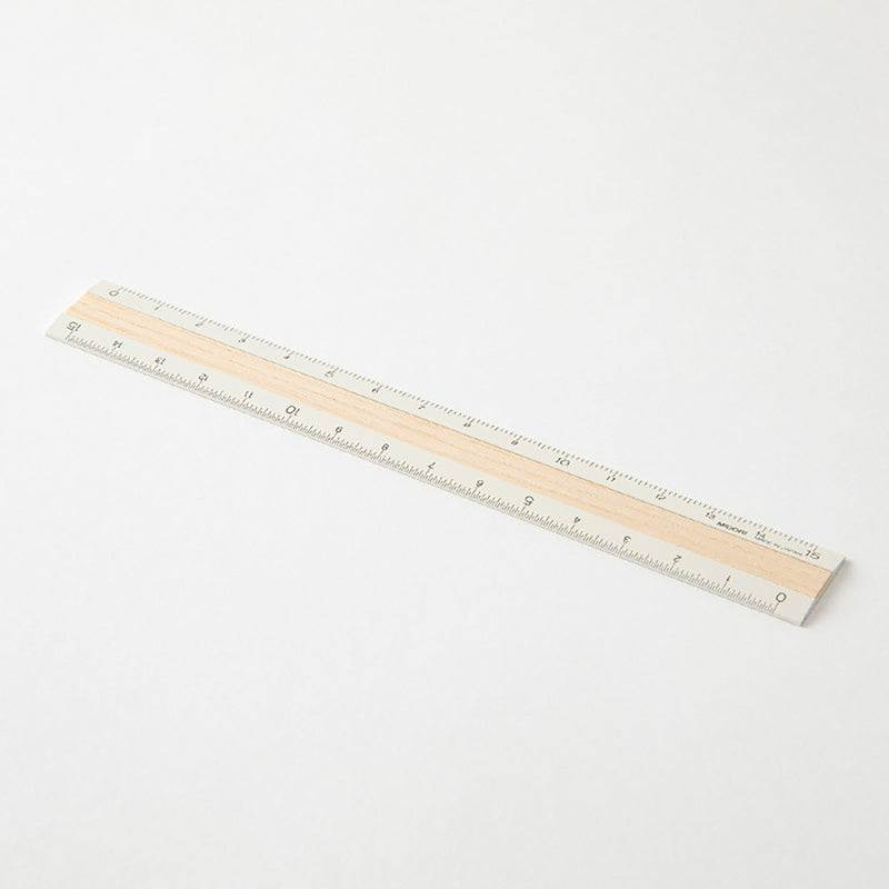 Midori Aluminium Ruler – Ivory with Wood Inlay, Midori, stationery design