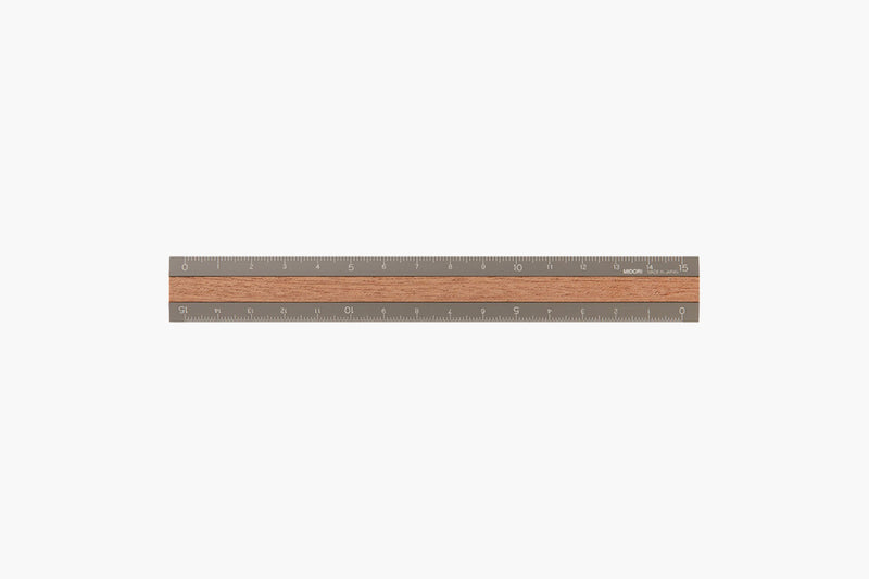 Midori Aluminium Ruler – Grey with Wood Inlay, Midori, stationery design