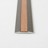 Midori Aluminium Ruler – Grey with Wood Inlay, Midori, stationery design