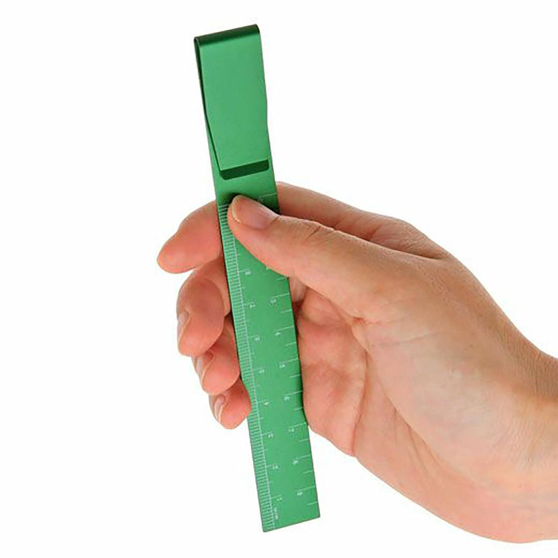 Aluminium Clip Ruler – Green, Highide, stationery design
