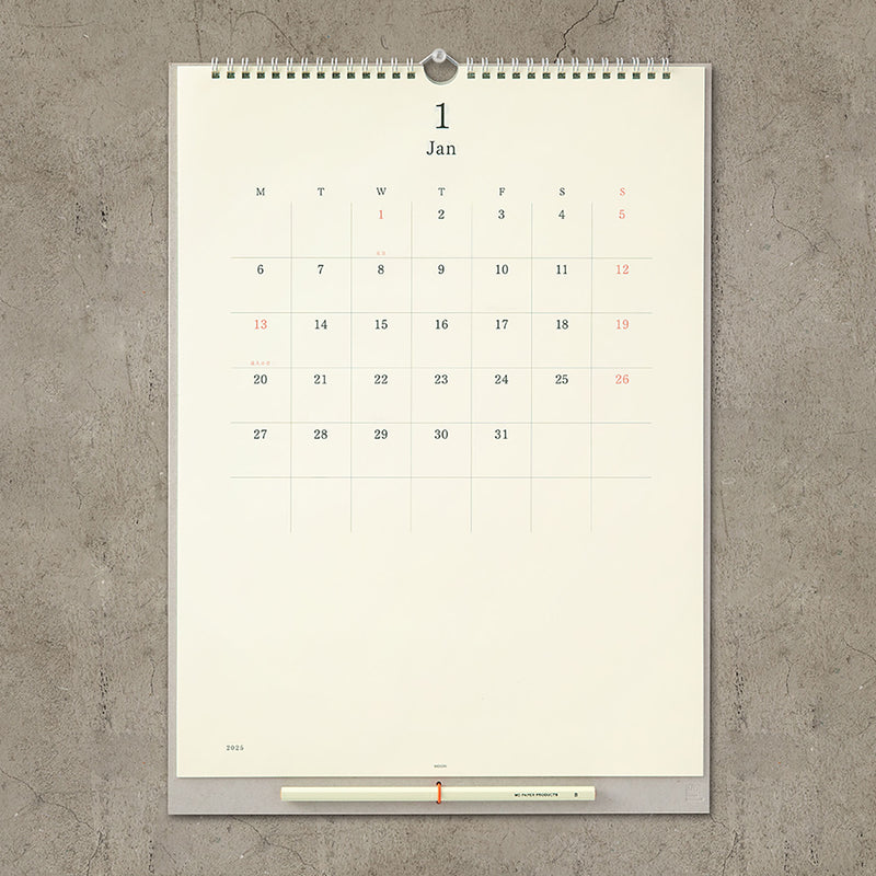 MD Paper Wall Calendar 2025, Midori, stationery design