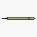 Aluminium Caran d’Ache 849 Paul Smith ballpoint pen with colourful stripes and the designer’s signature.