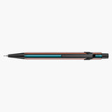 Black Caran d’Ache 849 Paul Smith mechanical pencil with colourful stripes and a black clip.