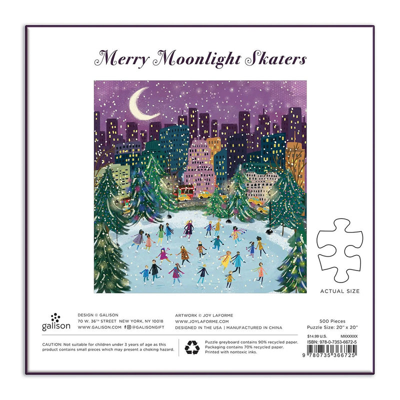 Puzzle 500 – Merry Moonlight Skaters, Galison, stationery design