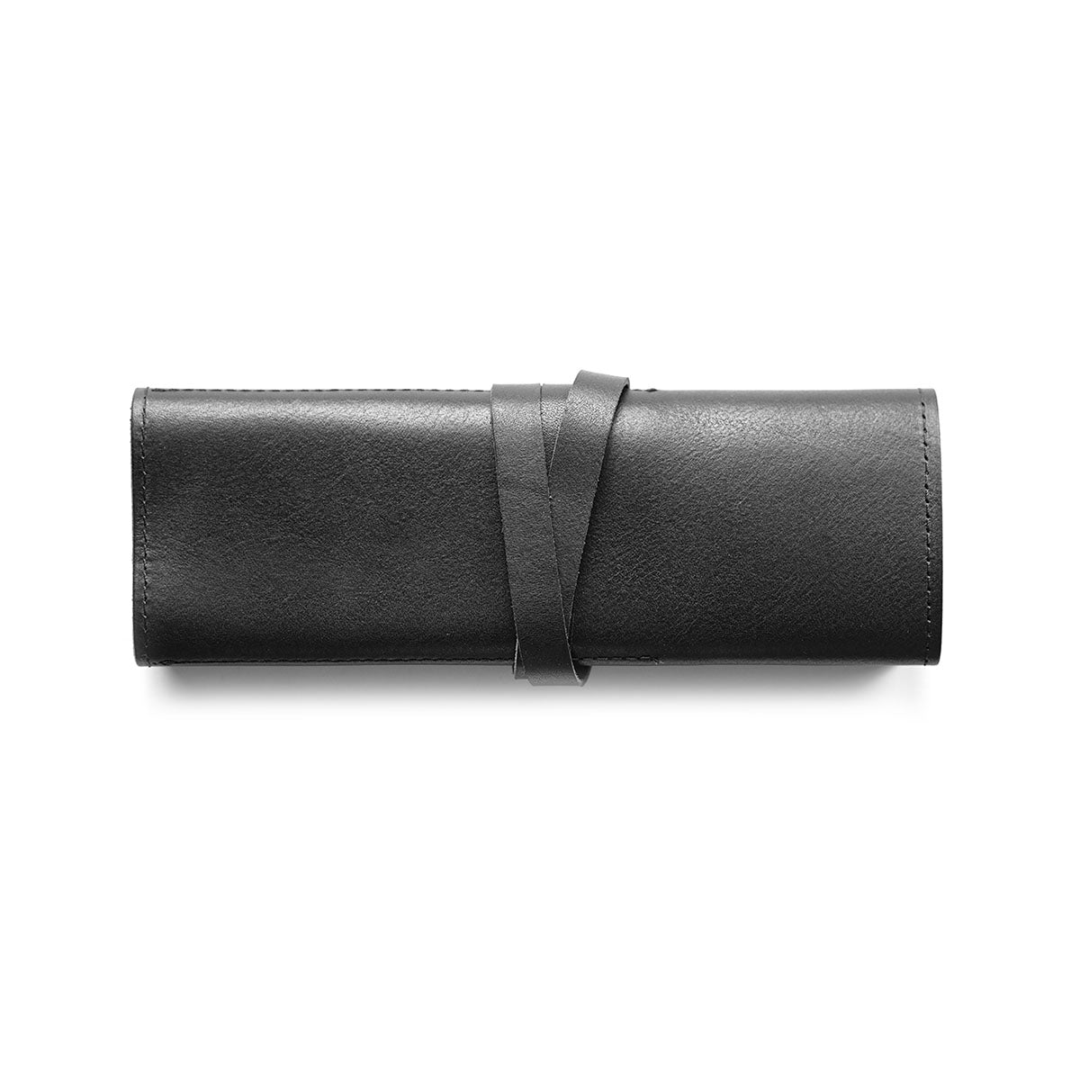 Skórzany piórnik rolowany – czarny, HUGBAG, papierniczy design