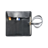 Leather Roll-Up & Pencil Pouch – Black, HUGBAG, stationery design