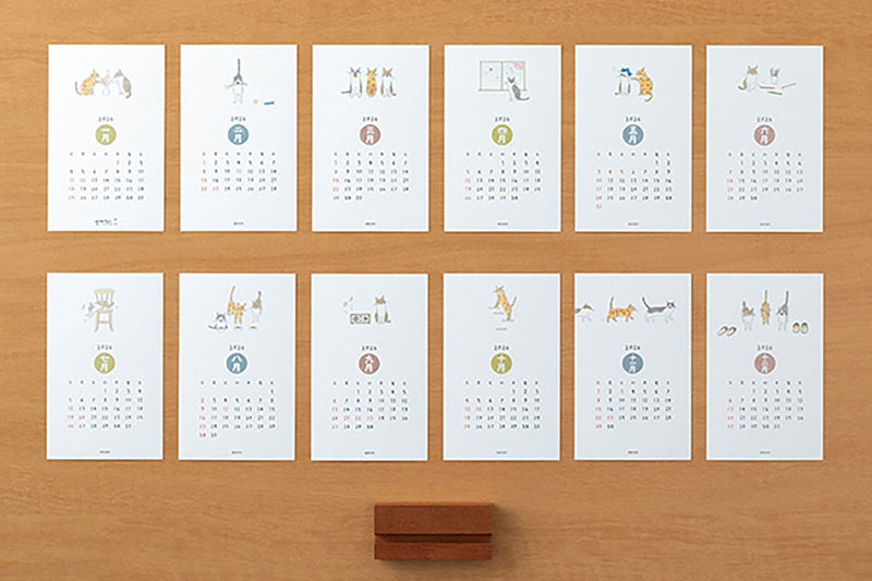 Midori Stand Calendar 2026 – cat, Midori, stationery design