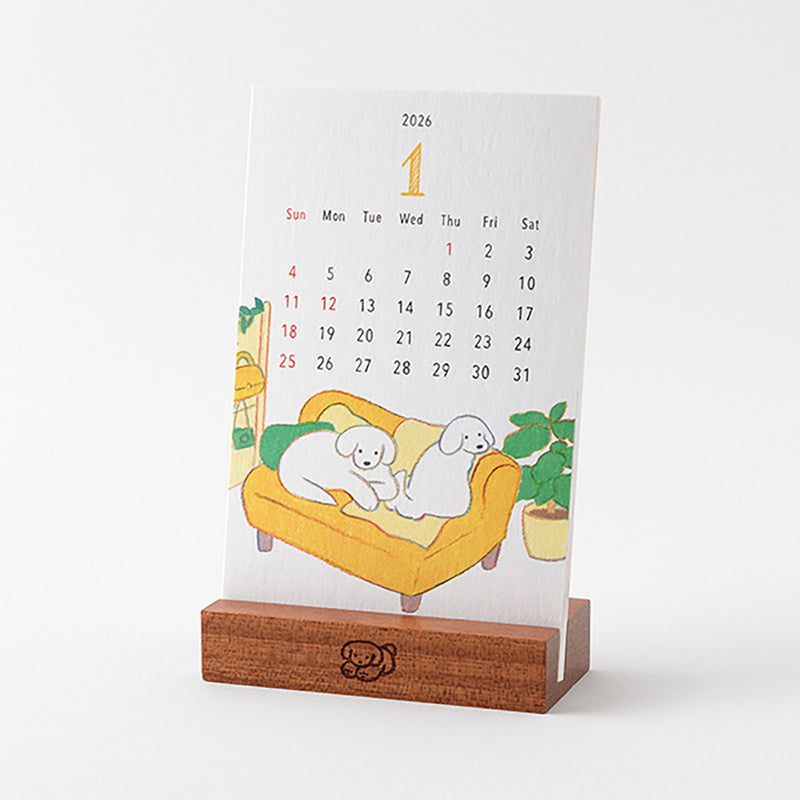 Midori Stand Calendar 2026 – dog, Midori, stationery design