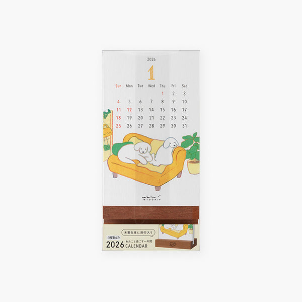 Midori Stand Calendar 2026 – dog, Midori, stationery design