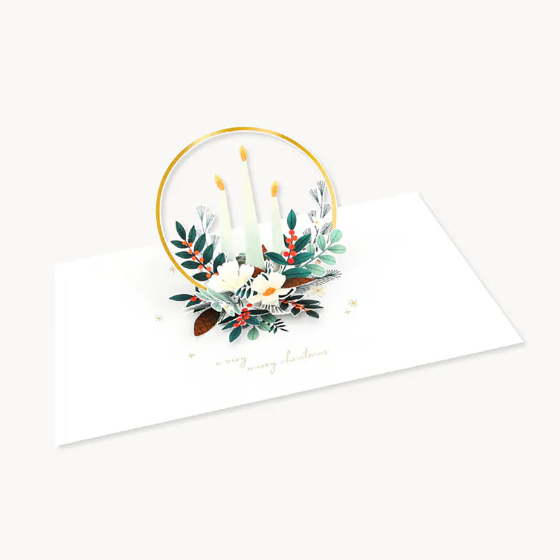 Pop-up Christmas Greeting Card – Candles, UWP Luxe, stationery design
