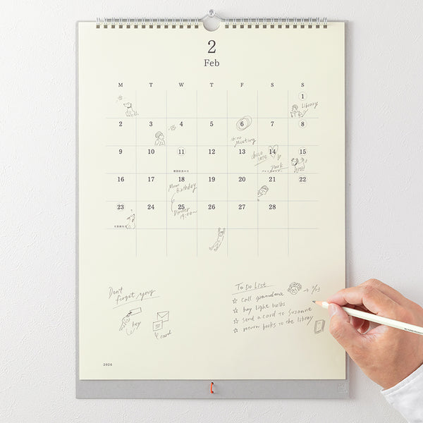 MD Paper Wall Calendar 2026, Midori, stationery design