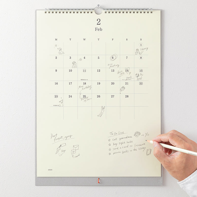 MD Paper Wall Calendar 2026, Midori, stationery design