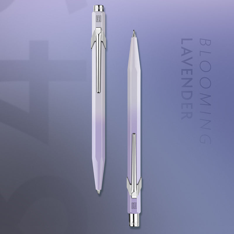 Caran dAche aluminium ballpoint pen and mechanical pencil set – Blooming Lavender, stationery design, Caran d'Ache