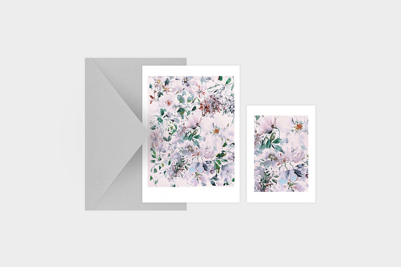 sky card, muska, greeting card, decorative card, card with a floral motif, stationery store, designer office supplies