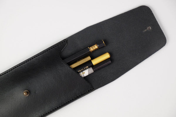 Leather Pen & Pencil Pouch – Black, Hugbag, Stationery design, Minimalist office
