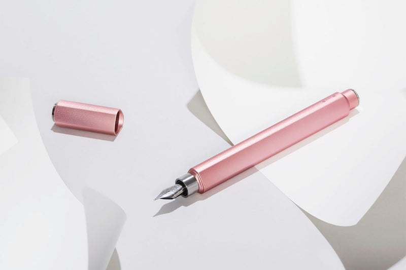 Aluminium Fountain Pen with Magnetic Cap – Pink, before breakfast, home office, designer's stationery
