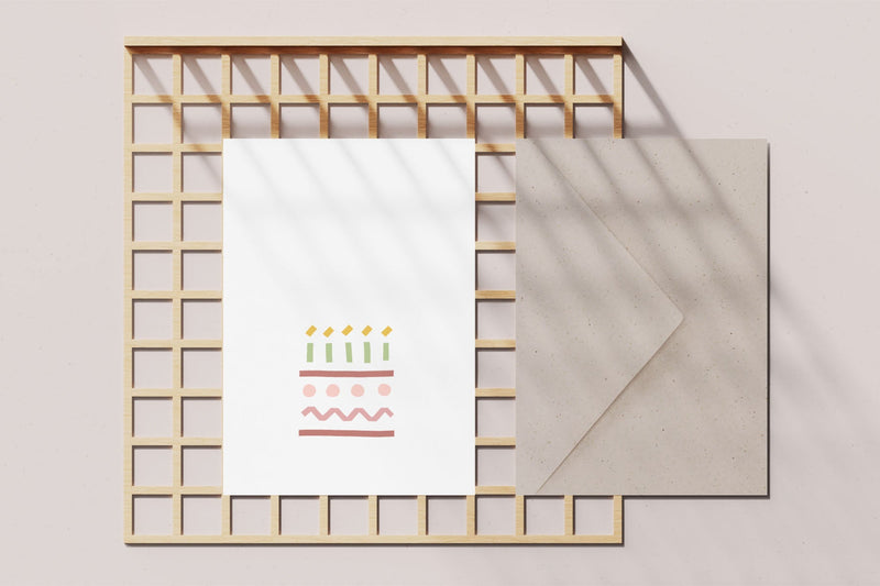 greeting card - small birthday cake, Eokke, decorative greeting card, stationery shop, designer office supplies