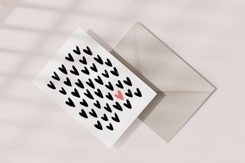 greeting card - hearts, Eokke, decorative greeting card, stationery shop, designer office supplies
