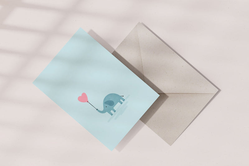 greeting card - elephant, Eokke, decorative greeting card, stationery shop, designer office supplies