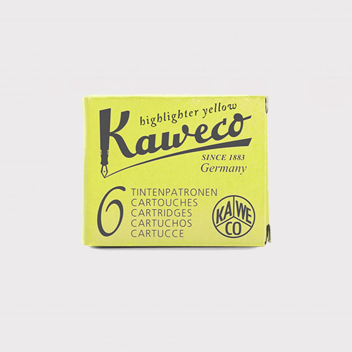 Naboje do pióra highlighter yellow, Kaweco, design artykuły biurowe, domowe biuro