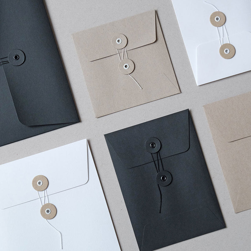 BLACK ENVELOPES WITH BUTTONS B6, Papierniczeni, home office, stationery design