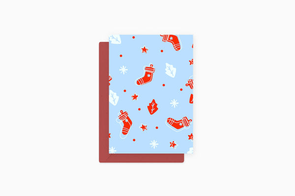 Christmas Greeting Card – Red Socks, Eökke, stationery design