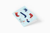 Christmas Greeting Card – Colourful Socks, Eökke, stationery design