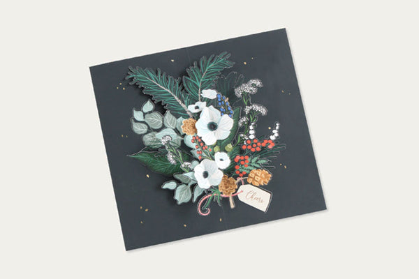Pop-up Christmas Greeting Card – Flower Bouquet, UWP Luxe, stationery design