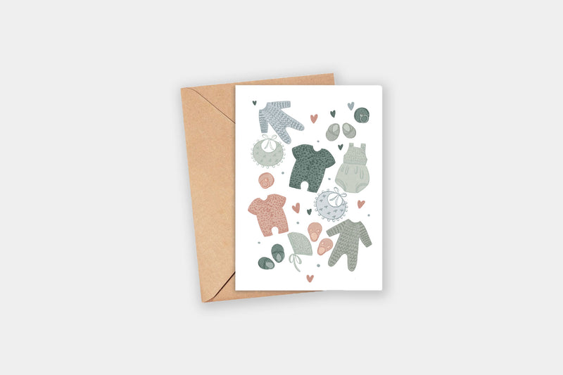 Greeting Card – Baby Clothes, Zarysowane Studio, stationery design