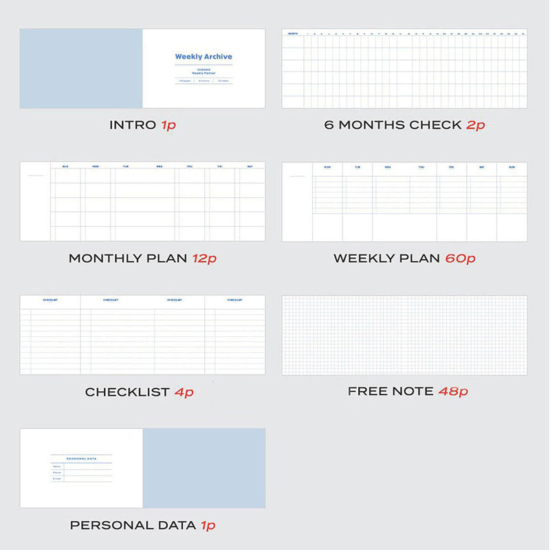 Undated Weekly Planner 6 Months, ICONIC, stationery design
